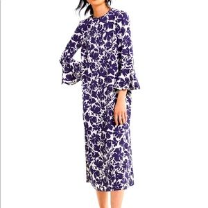 Zara Print Dress with Ruffled Sleeve